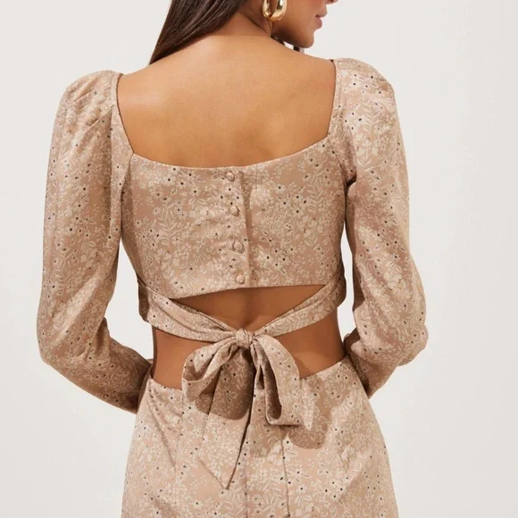 chinese dress ladies Women's Cutout Long Sleeve Midi Dress UPF 50+
